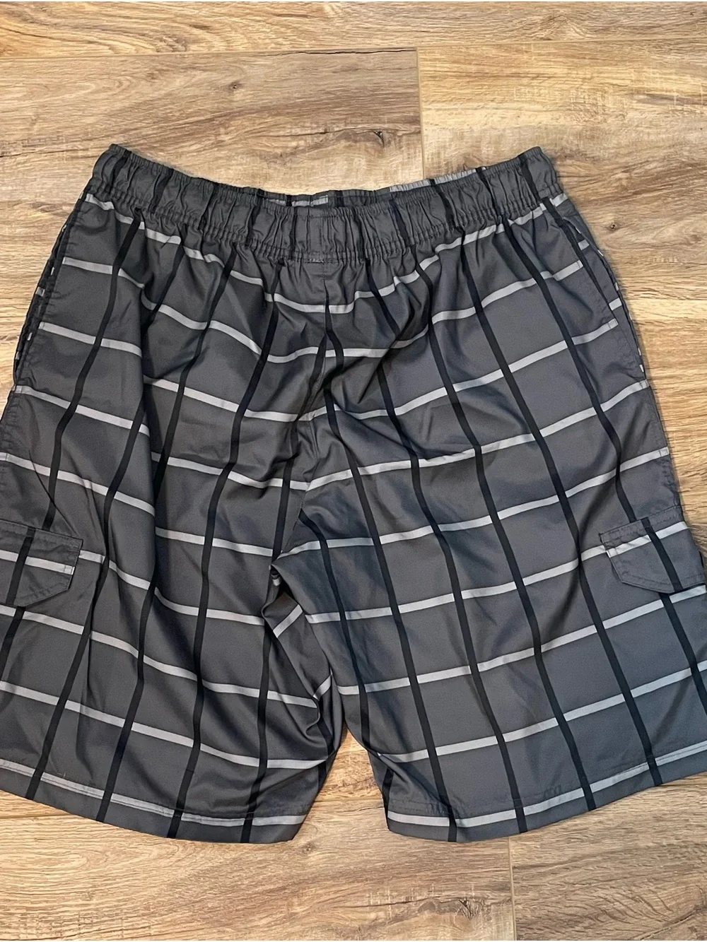Nike Black & Gray Grid-Pattern Men’s Swim Trunks